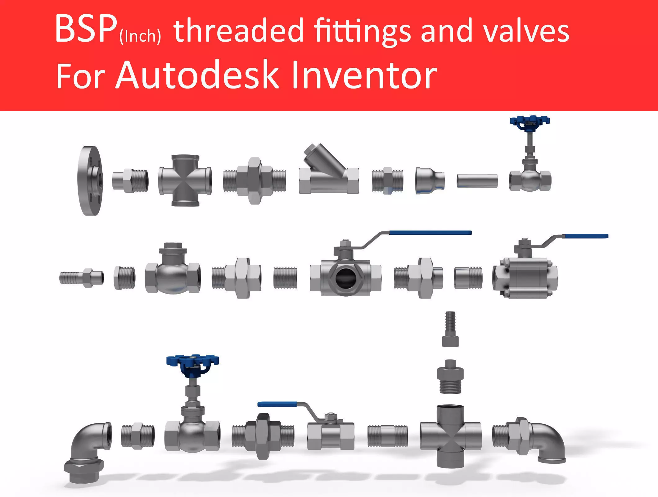 Autodesk Inventor CAD library - Piping No 1 3D model_0