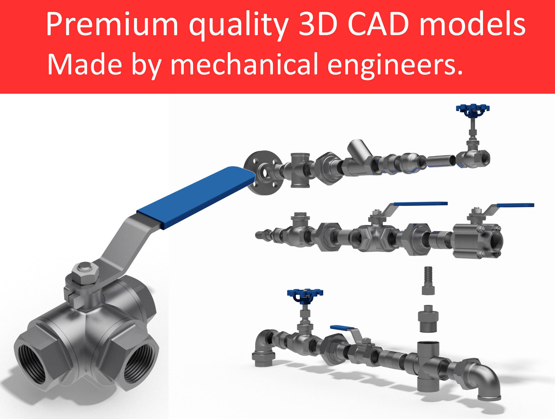 Autodesk Inventor CAD library - Piping No 1 3D model_1