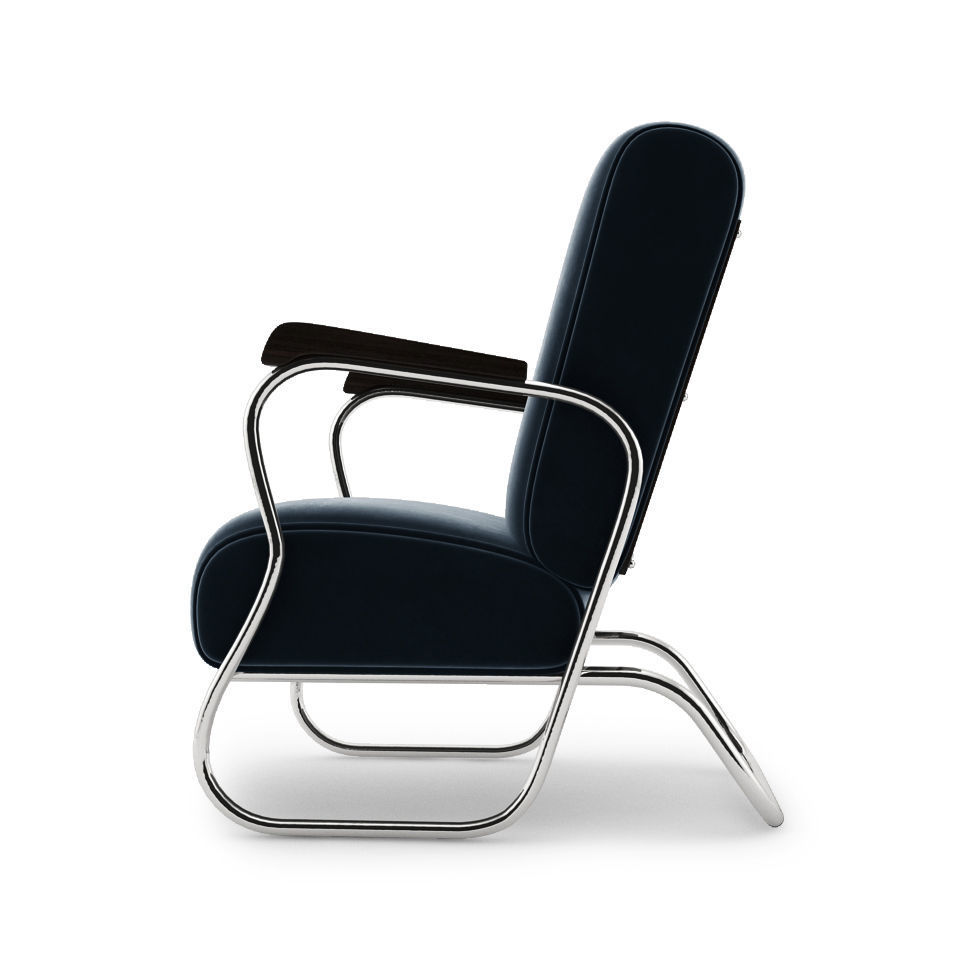 Art Deco Chrome Lounge Chair 3D model_1