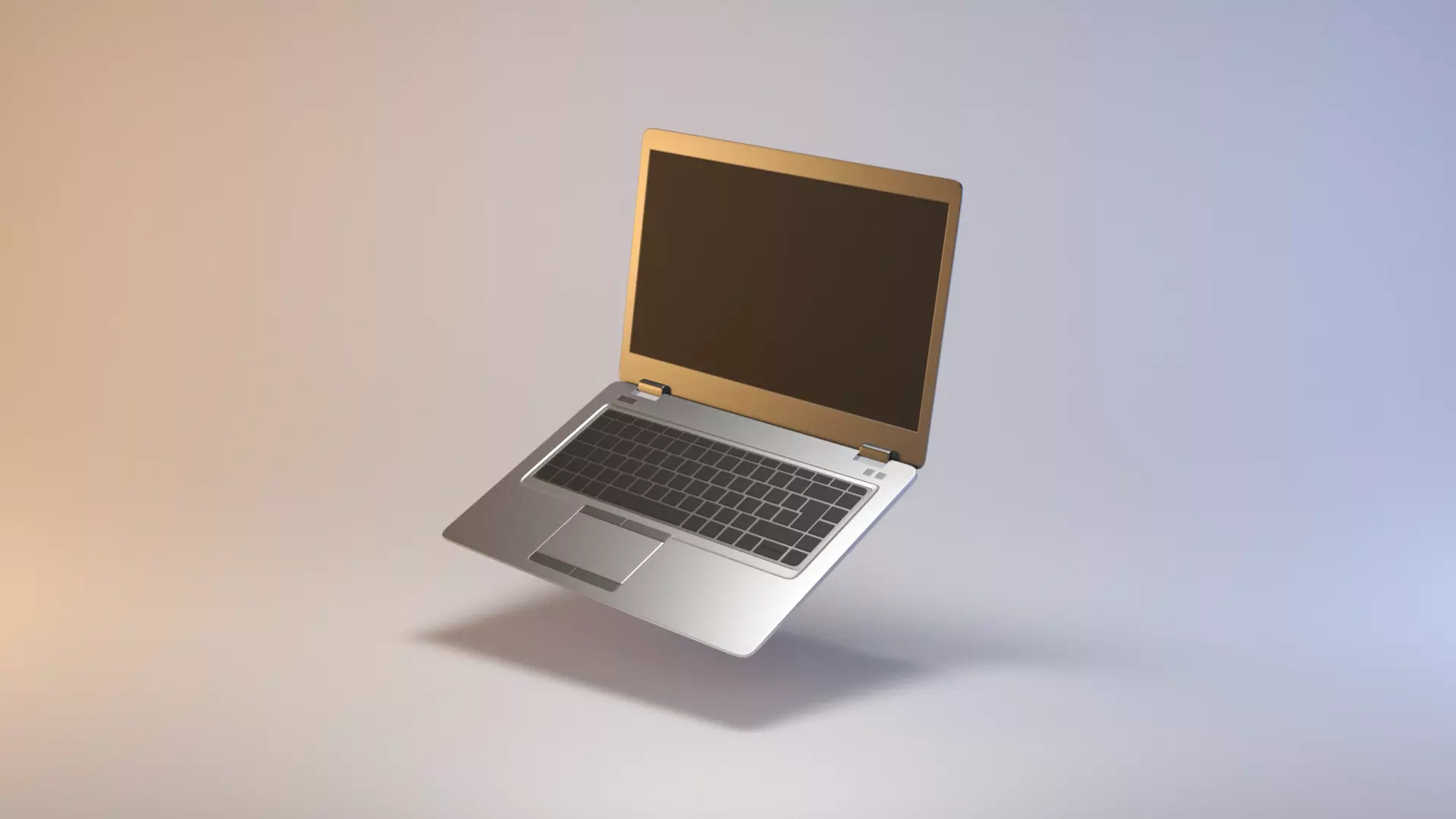 Thin modern laptop notebook Low-poly 3D model_0