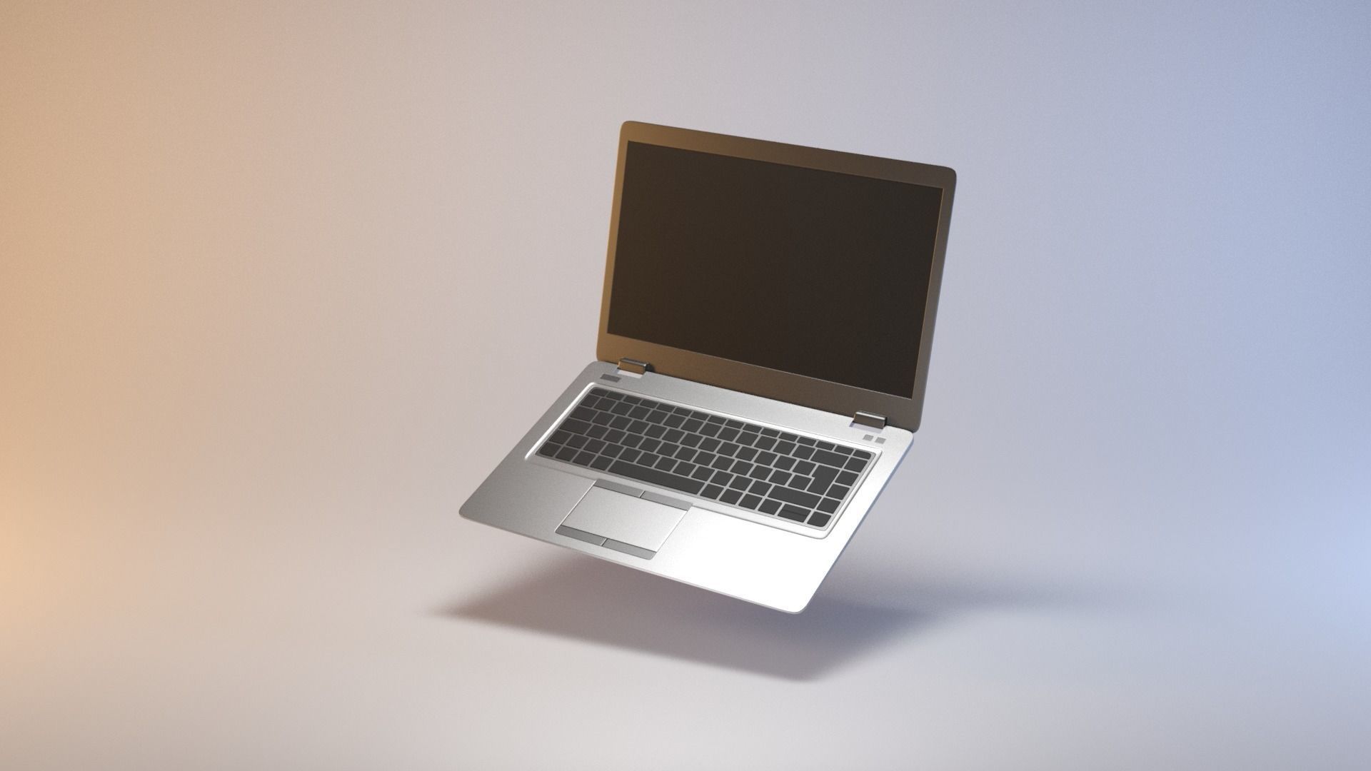 Thin modern laptop notebook Low-poly 3D model_4