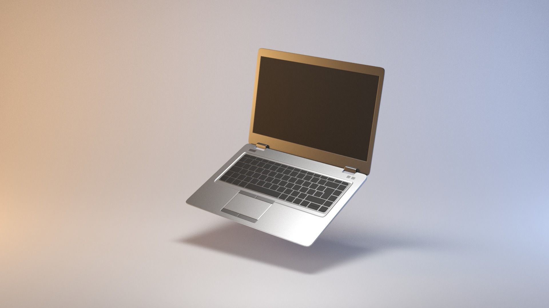 Thin modern laptop notebook Low-poly 3D model_3