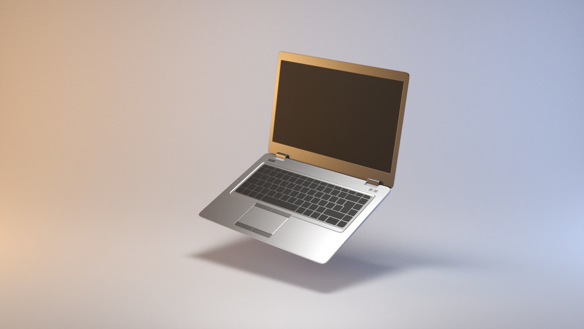 Thin modern laptop notebook Low-poly 3D model_2