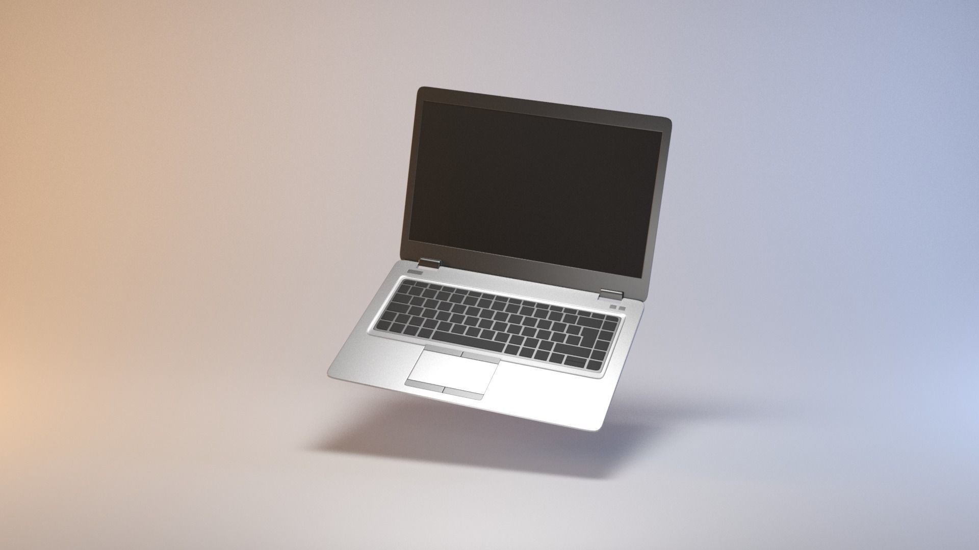 Thin modern laptop notebook Low-poly 3D model_5