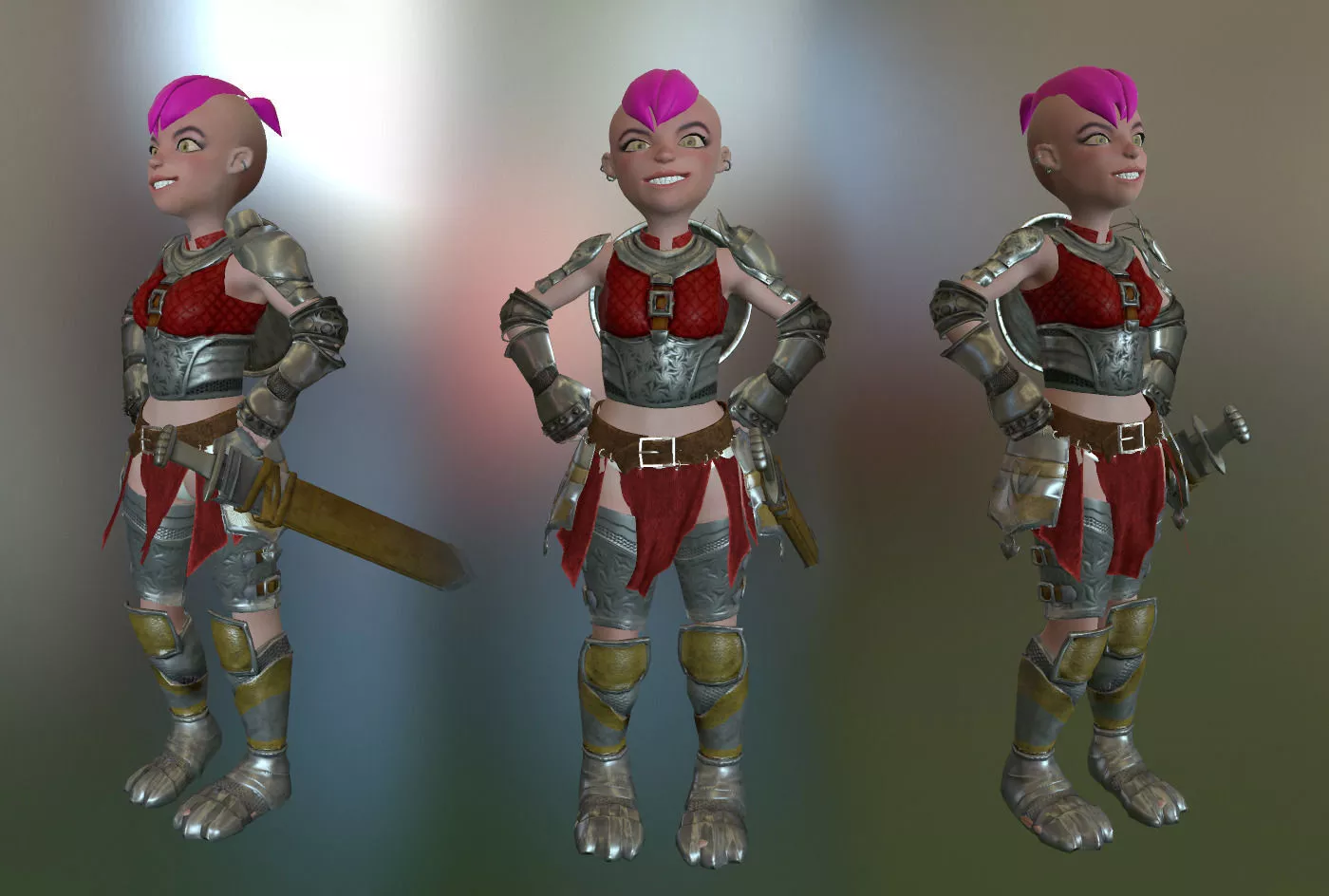 Knight Girl Low-poly 3D model