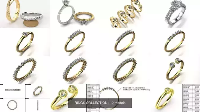 RINGS COLLECTION two engagement with diamond in middle