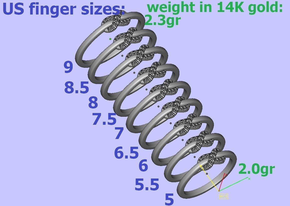 The Diamond Knot Forever Infinity ring 3dmodel 3D print model_13