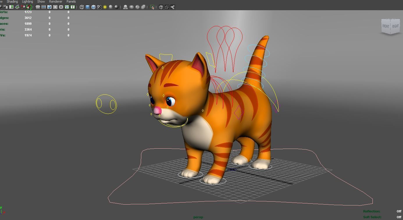 3d Cartoon Cute Cat Rigged Model  Low-poly 3D model_15