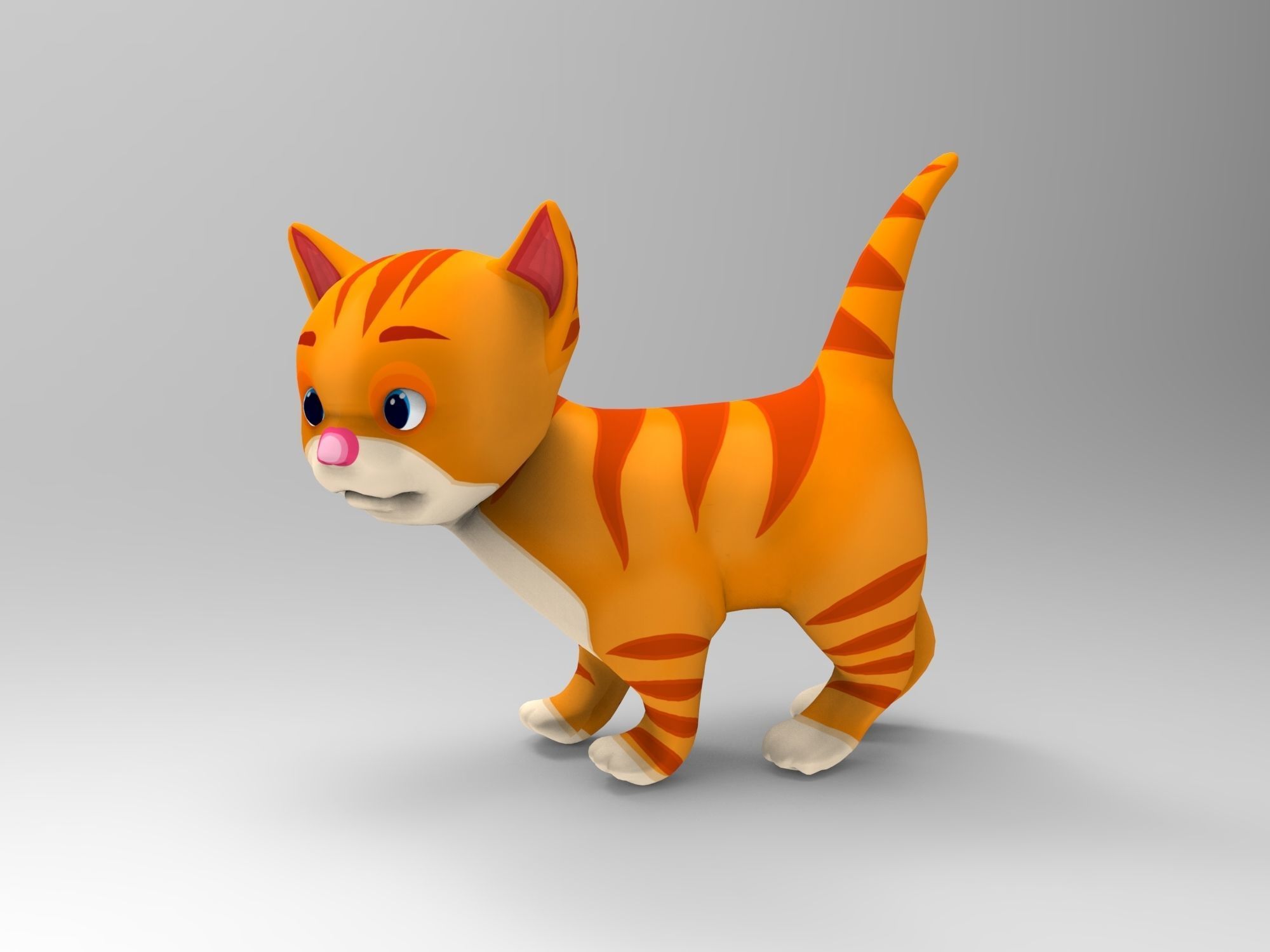 3d Cartoon Cute Cat Rigged Model  Low-poly 3D model_10