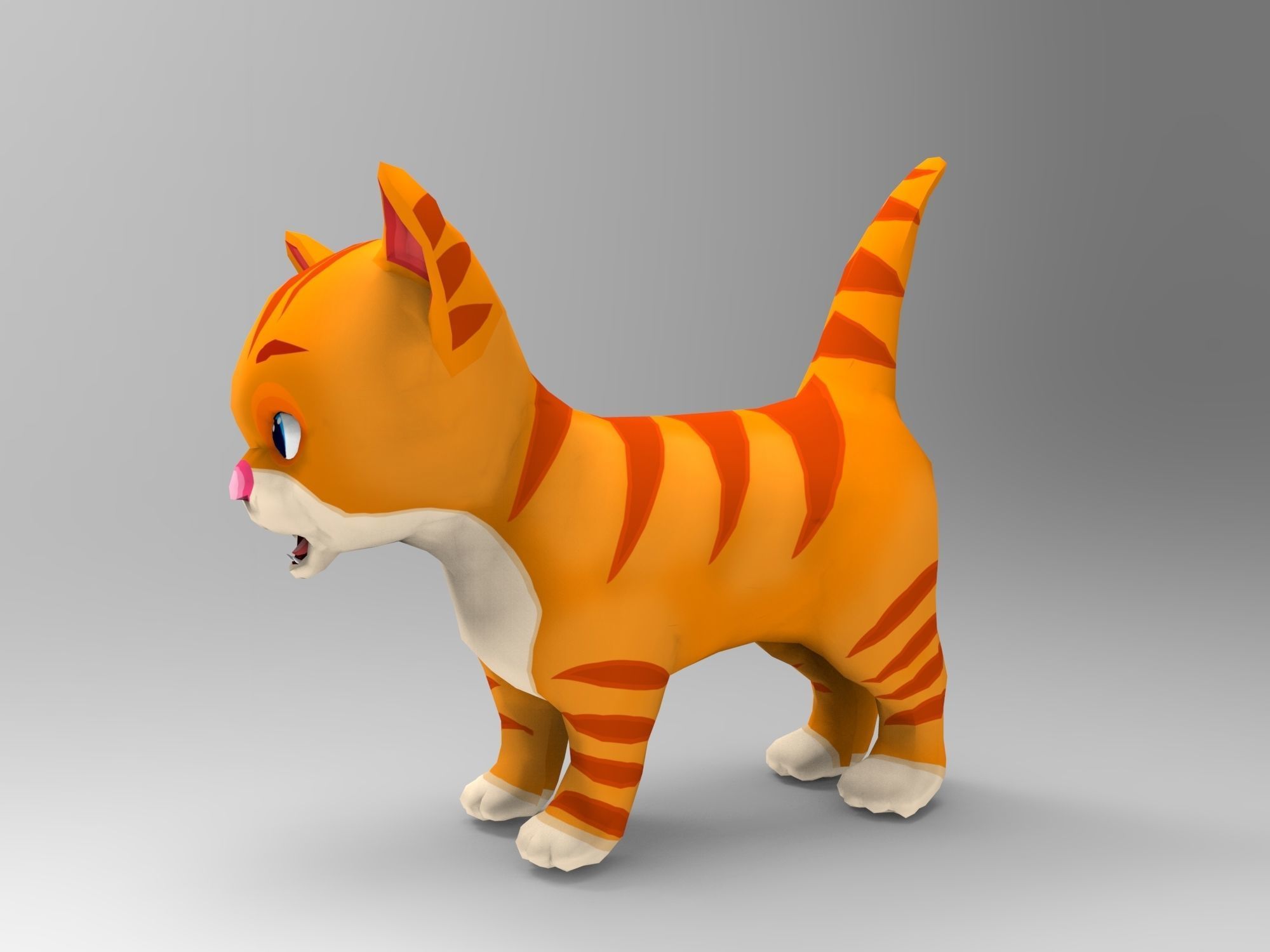 3d Cartoon Cute Cat Rigged Model  Low-poly 3D model_8