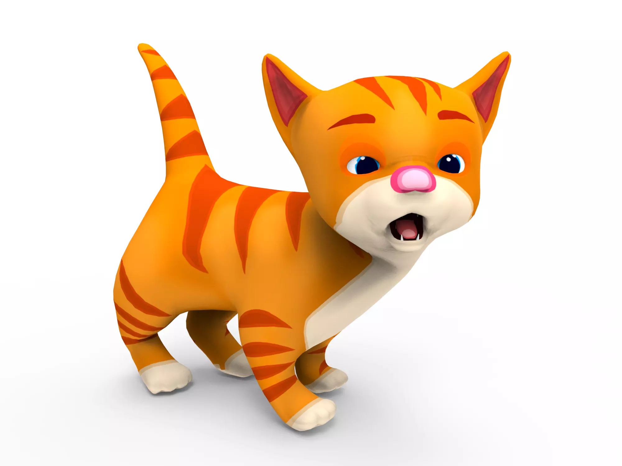 3d Cartoon Cute Cat Rigged Model  Low-poly 3D model_0