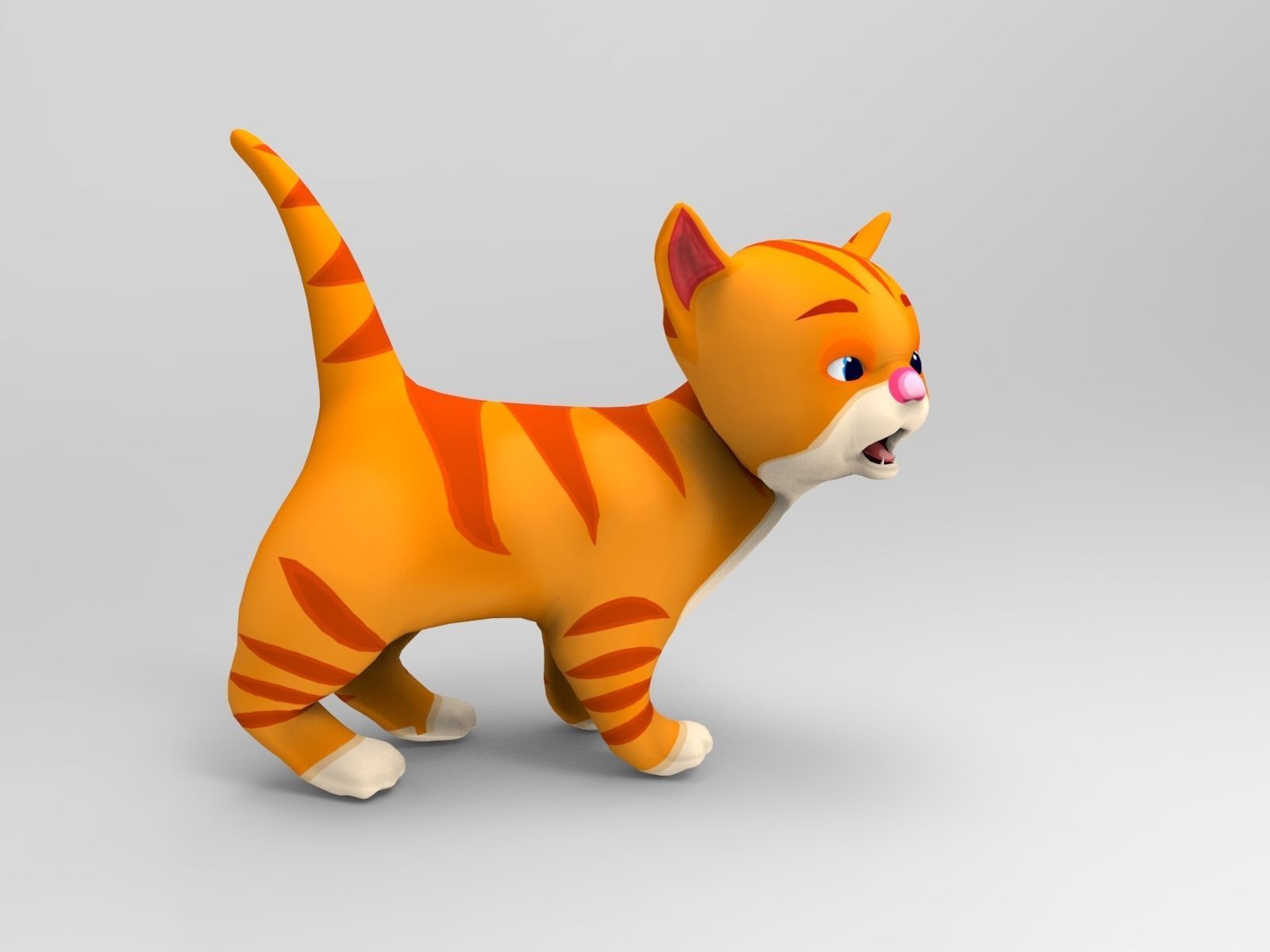 3d Cartoon Cute Cat Rigged Model  Low-poly 3D model_4