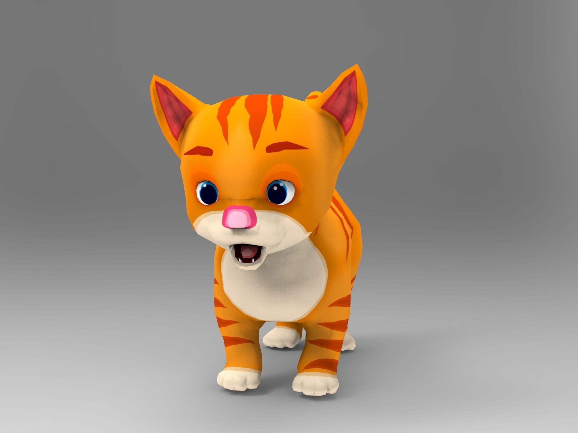 3d Cartoon Cute Cat Rigged Model  Low-poly 3D model_11
