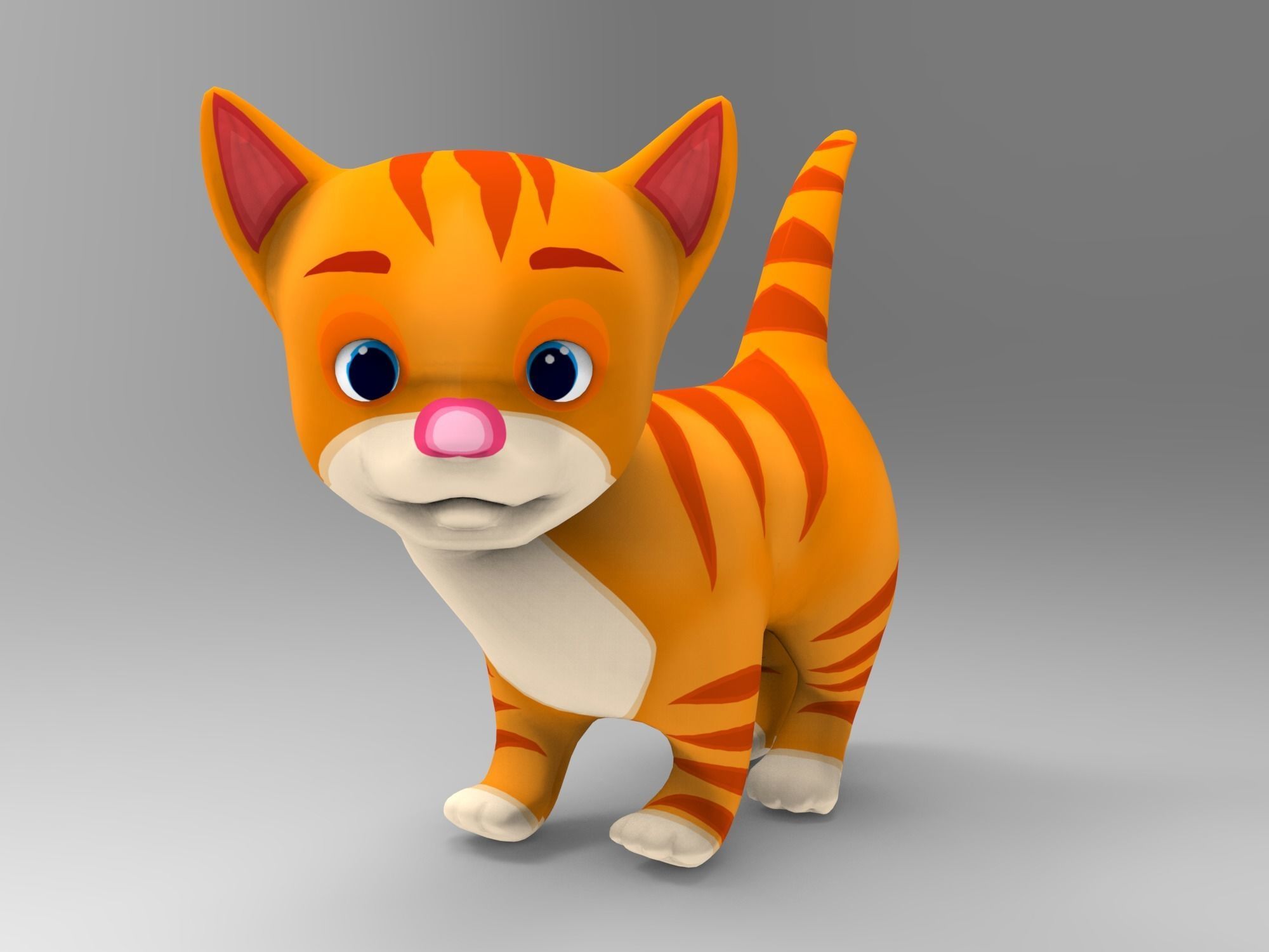 3d Cartoon Cute Cat Rigged Model  Low-poly 3D model_6