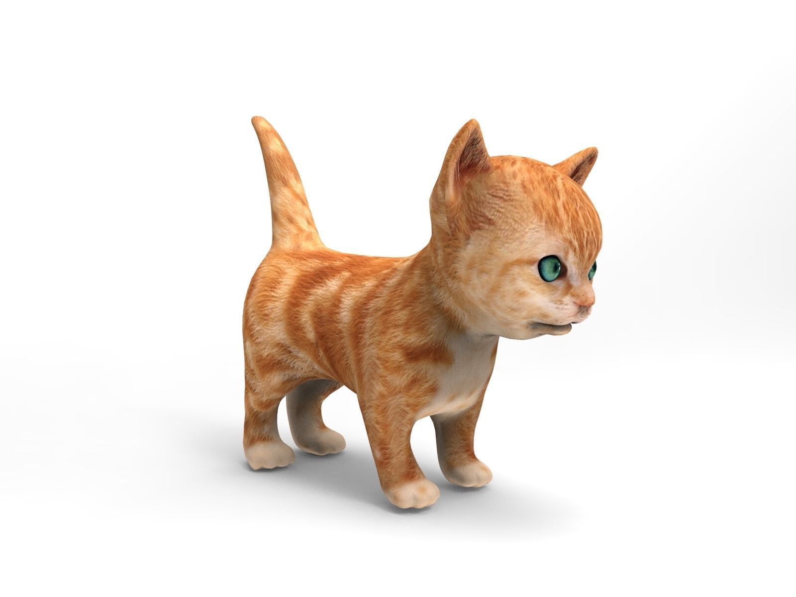 Red Cute cartoon Cat Rigged Low-poly 3D model_6