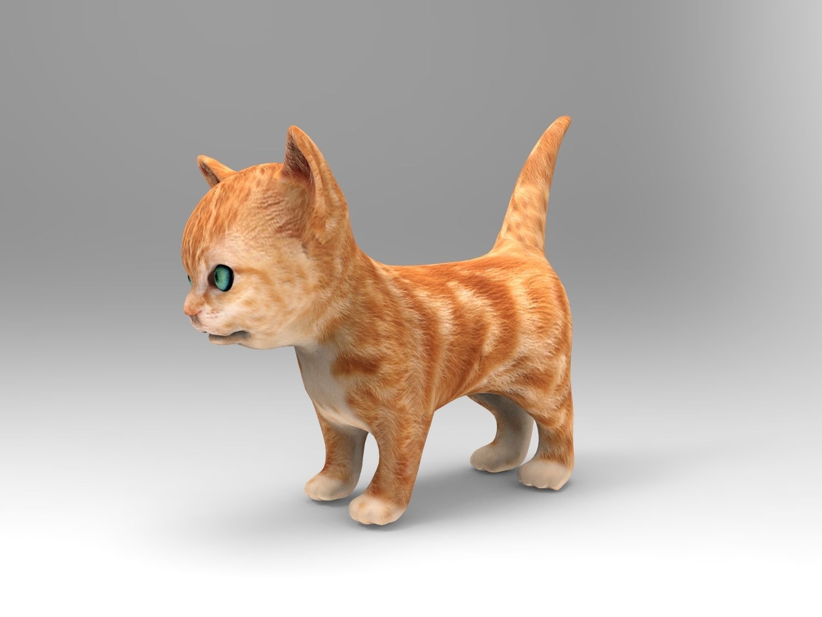 Red Cute cartoon Cat Rigged Low-poly 3D model_2