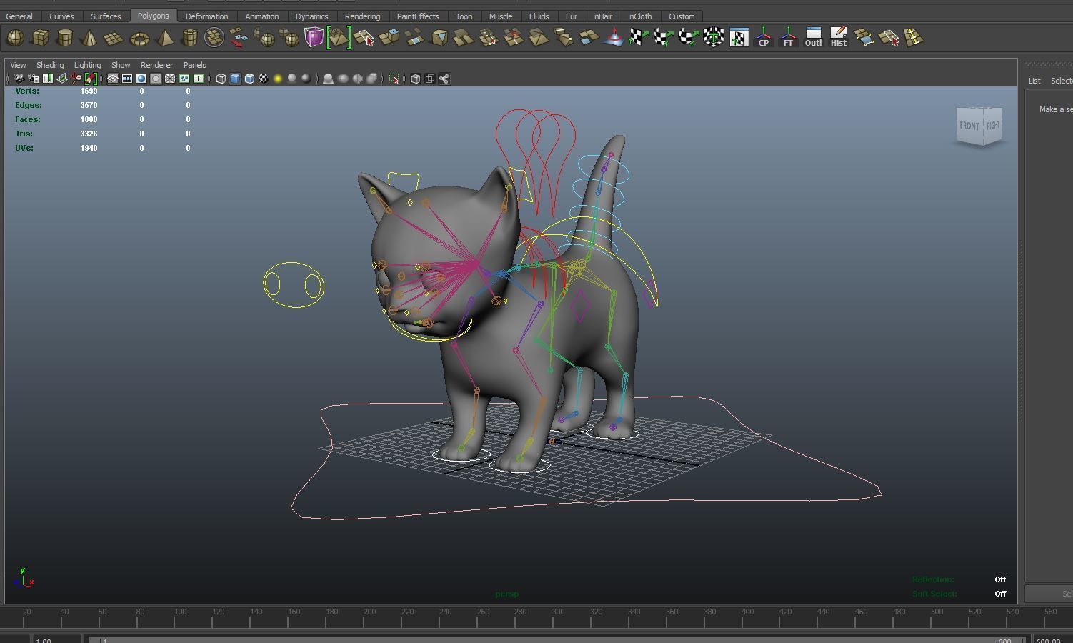 Red Cute cartoon Cat Rigged Low-poly 3D model_11