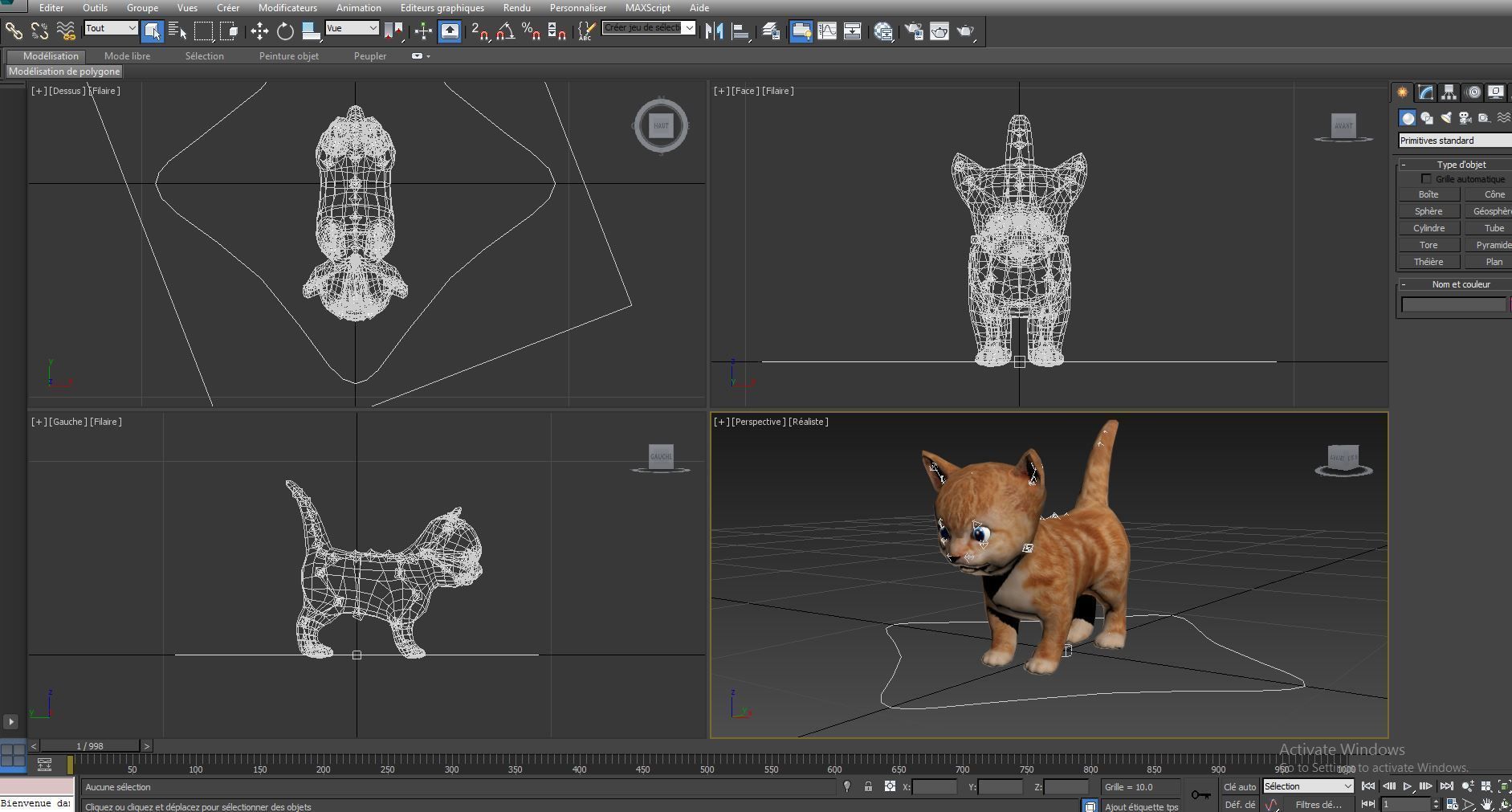 Red Cute cartoon Cat Rigged Low-poly 3D model_12