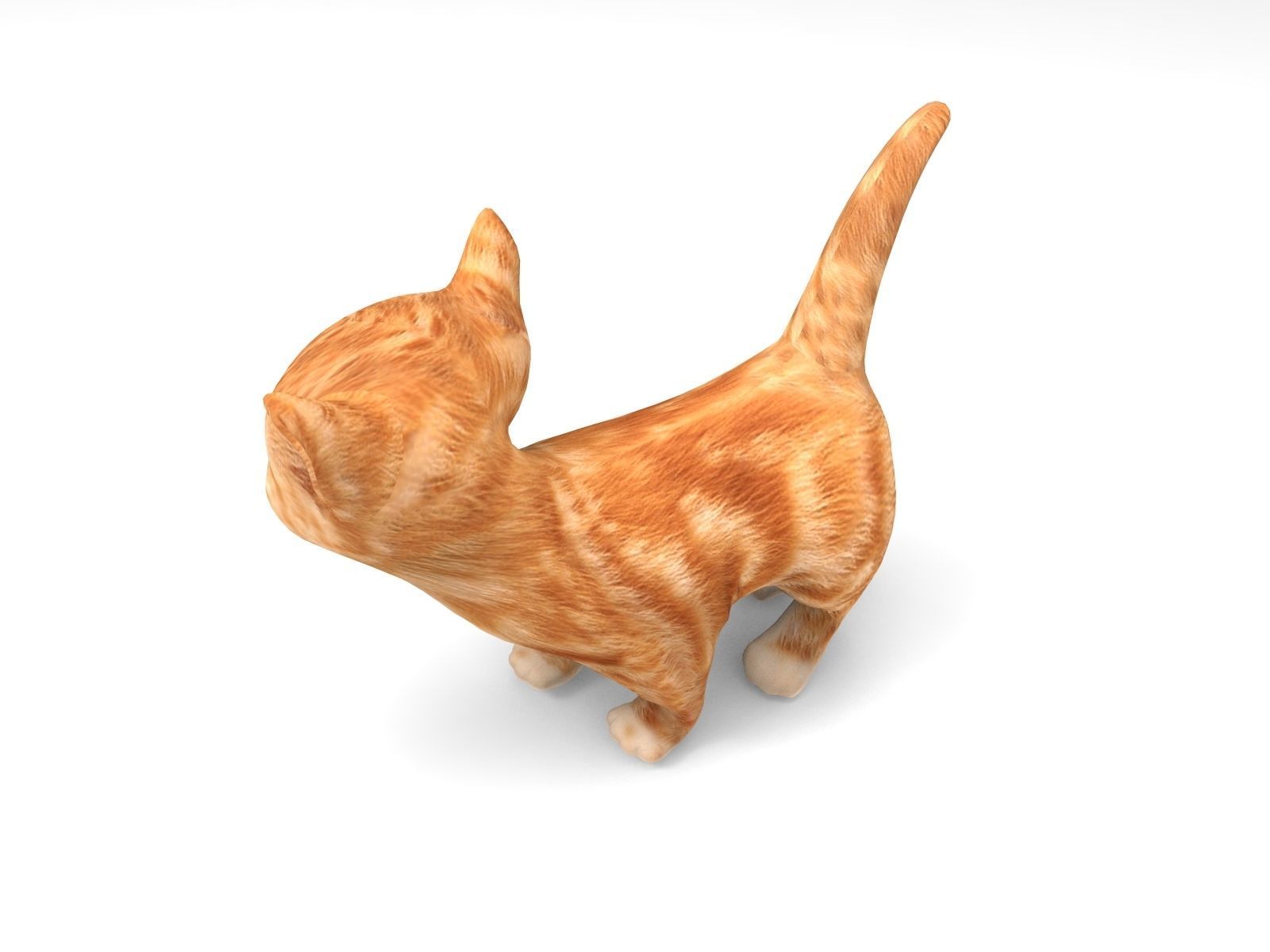 Red Cute cartoon Cat Rigged Low-poly 3D model_9