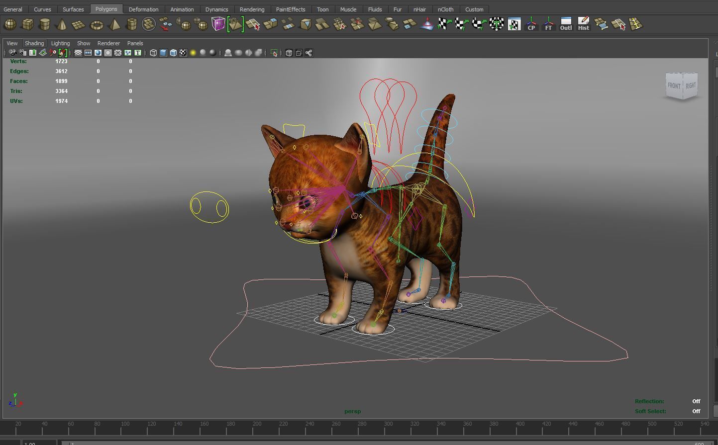 Cute cartoon Cat Rigged Low-poly 3D model_9