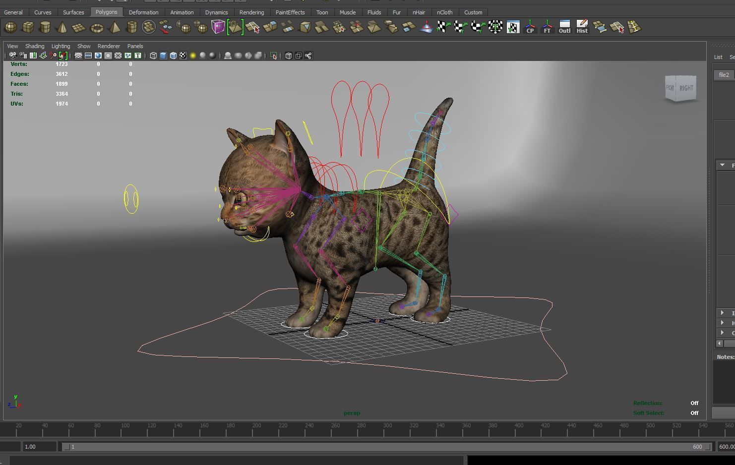 Wild  Cute cartoon Cat Rigged 3D  Low-poly 3D model_16
