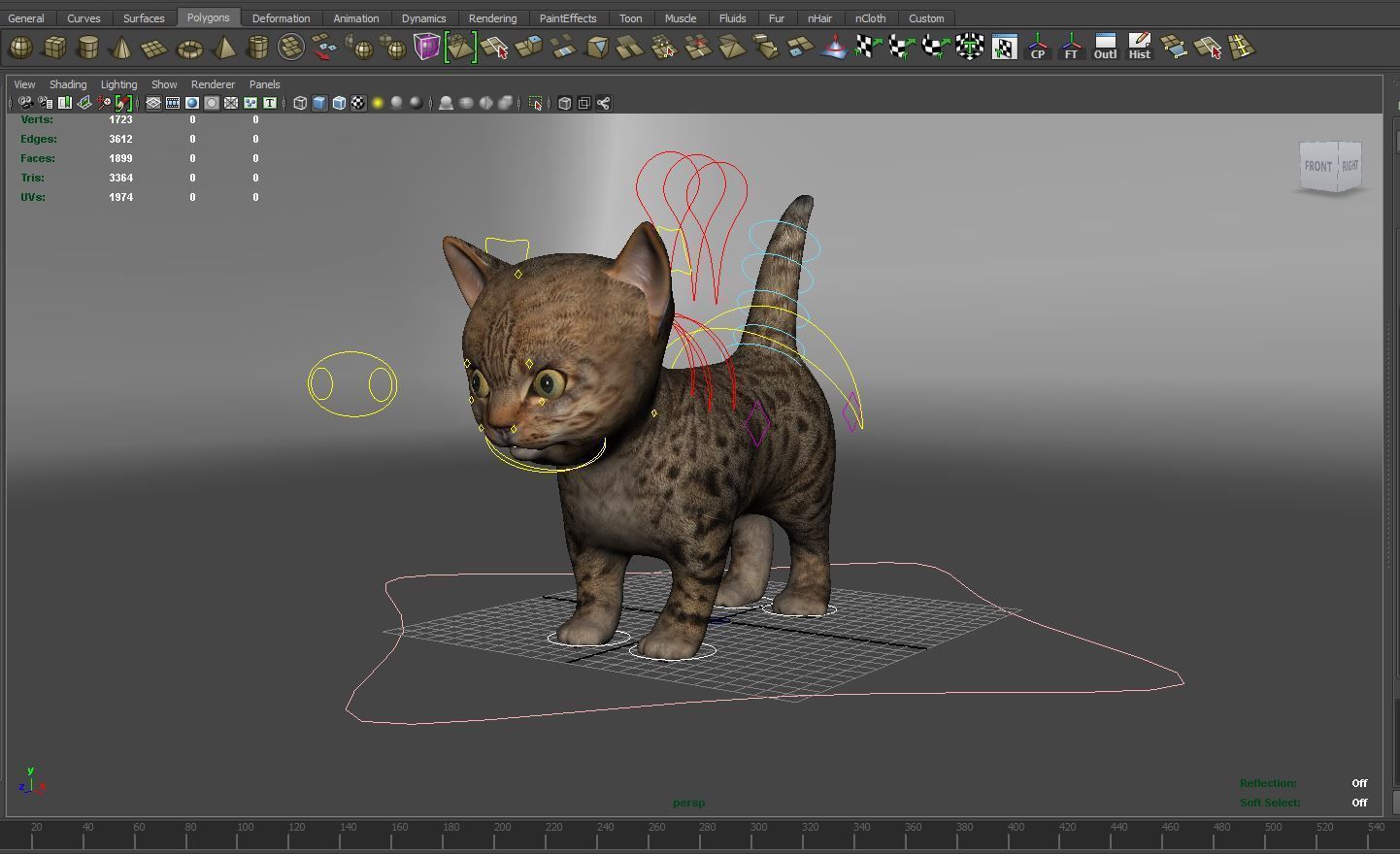 Wild  Cute cartoon Cat Rigged 3D  Low-poly 3D model_14