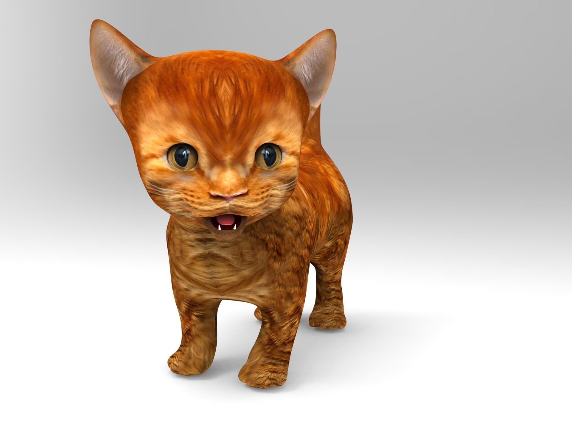 3D Red Cute cartoon Cat Rigged Low-poly 3D model_7