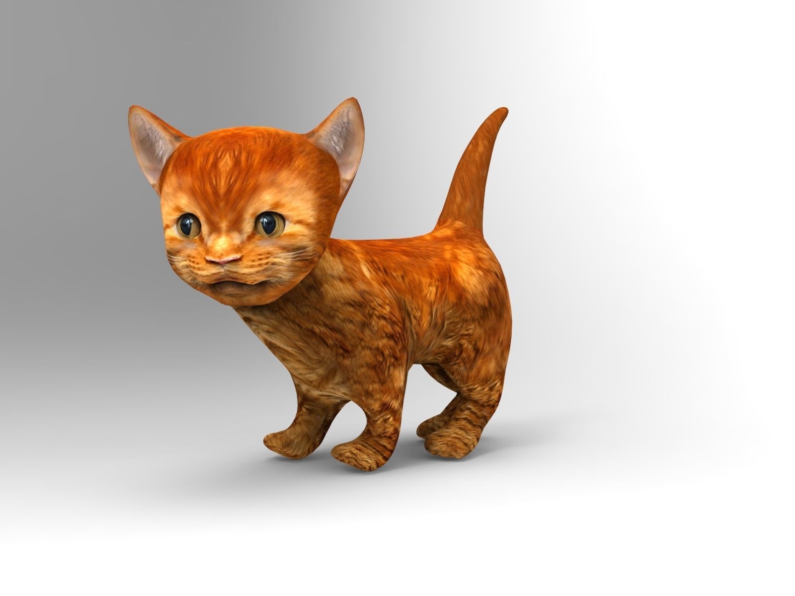 3D Red Cute cartoon Cat Rigged Low-poly 3D model_9