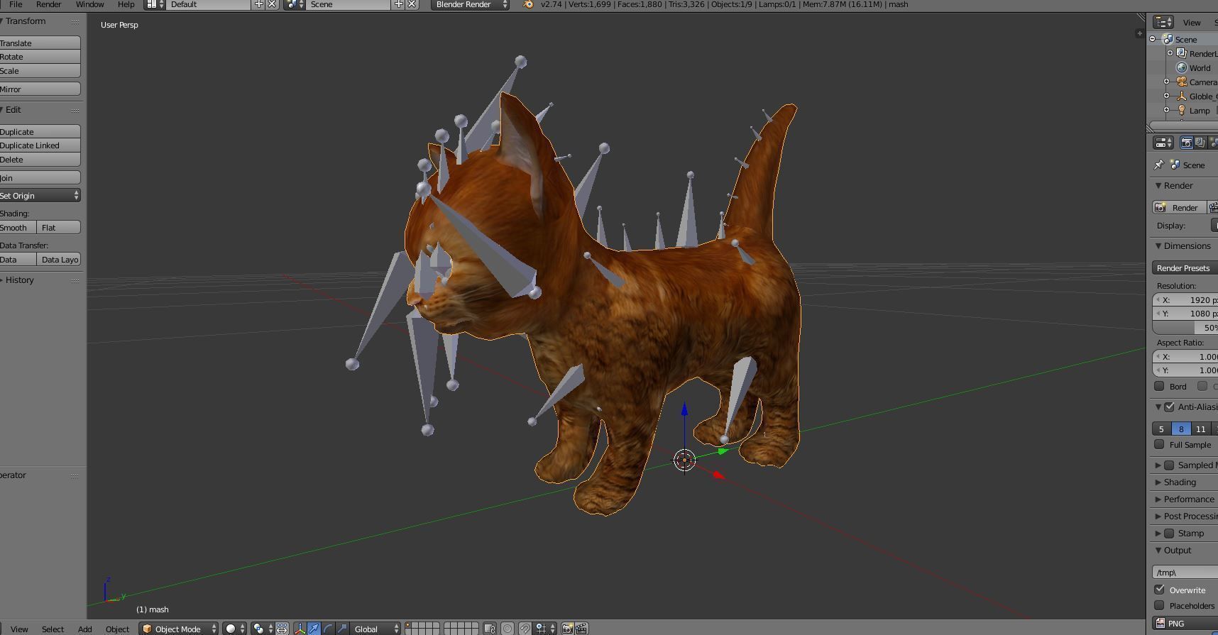 3D Red Cute cartoon Cat Rigged Low-poly 3D model_17
