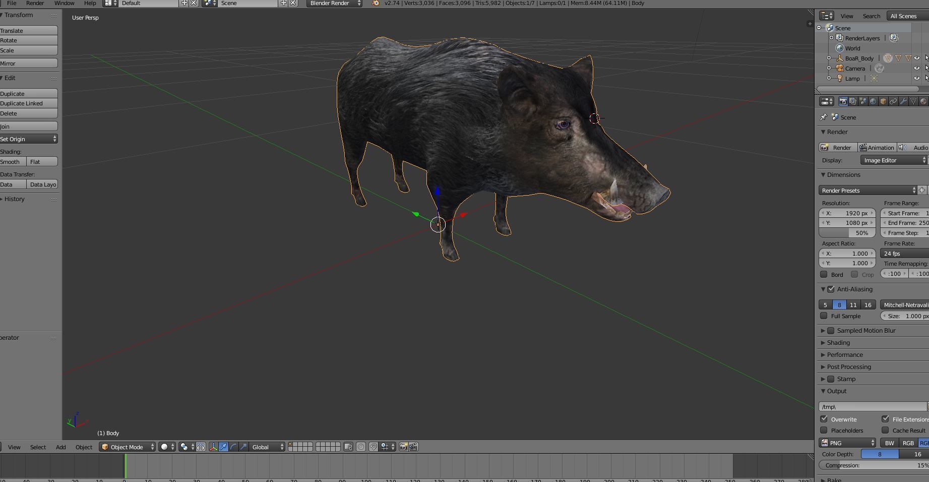 3D Black Wild Boar Rigged Low-poly 3D model_24