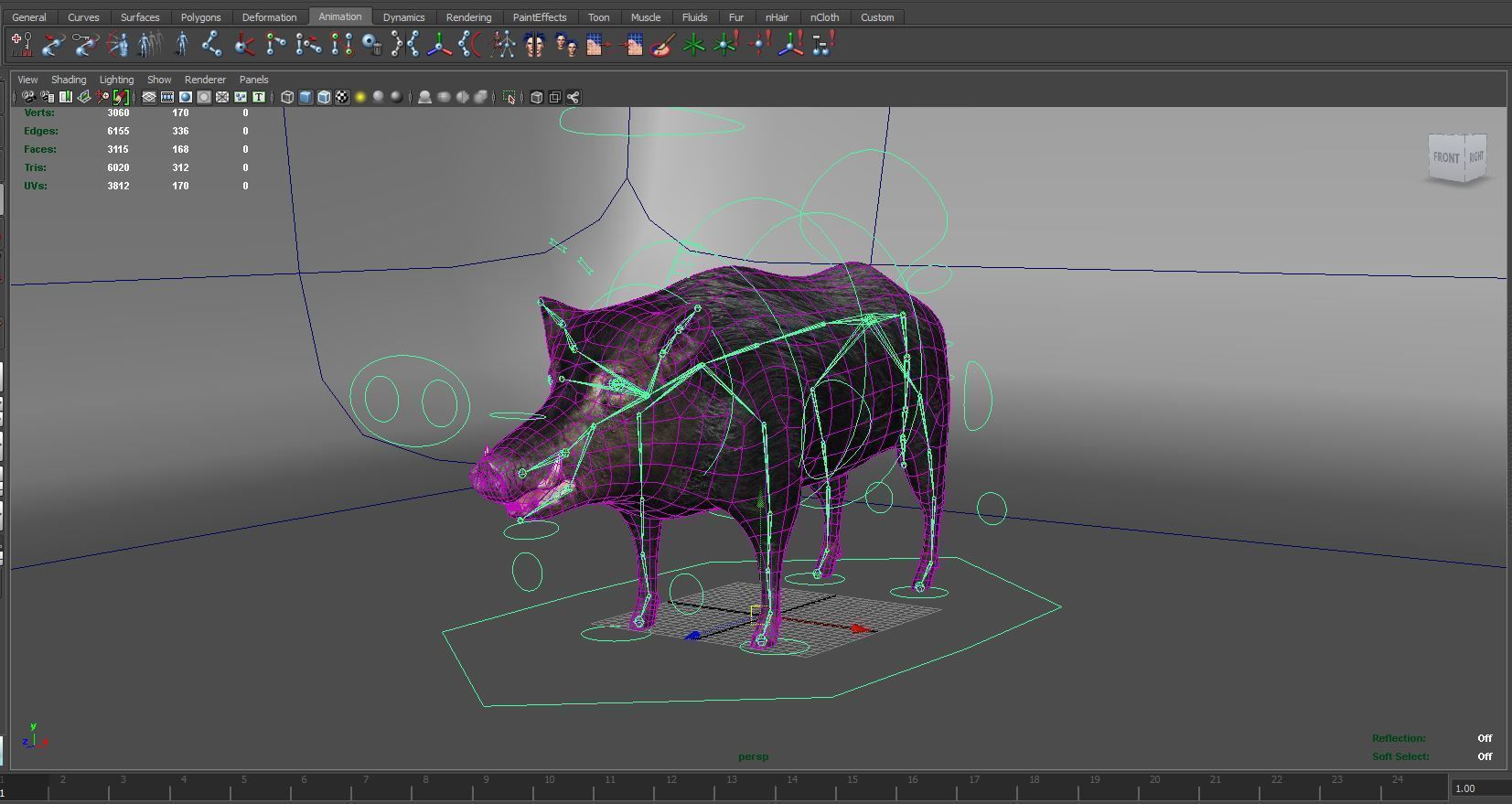 3D Black Wild Boar Rigged Low-poly 3D model_22