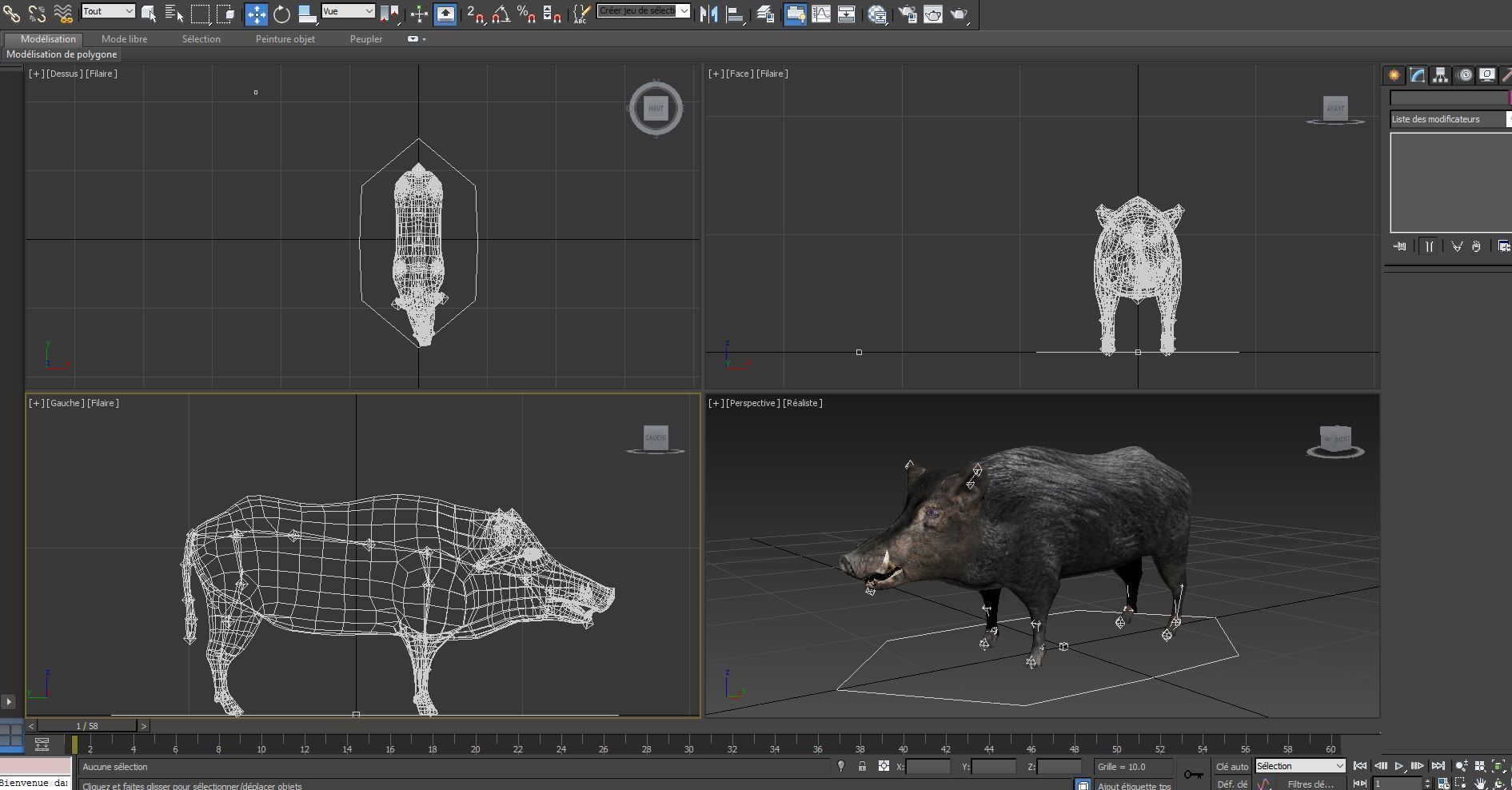 3D Black Wild Boar Rigged Low-poly 3D model_6