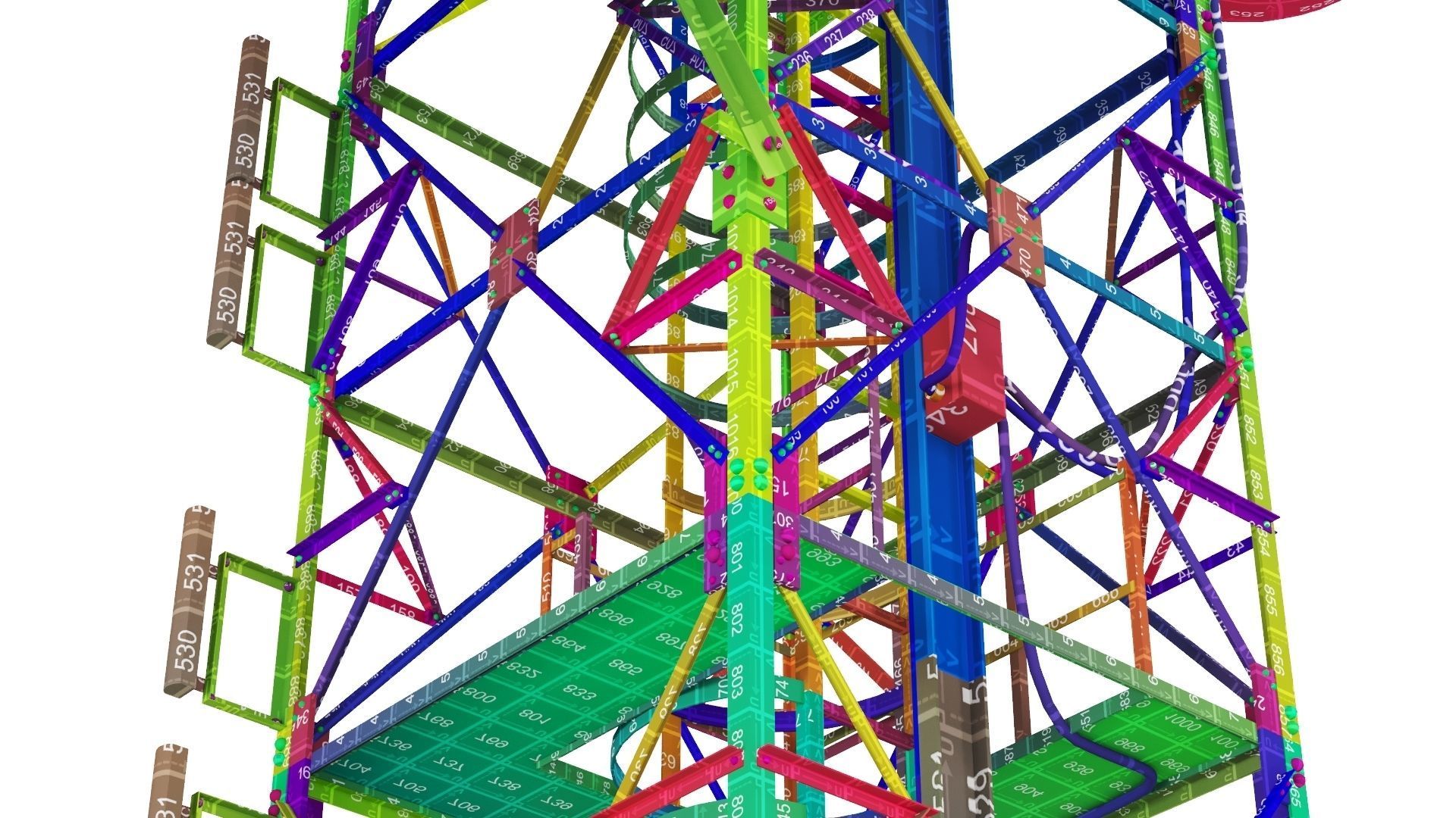 Radio Mast - Antenna Communication Tower  3D model_29