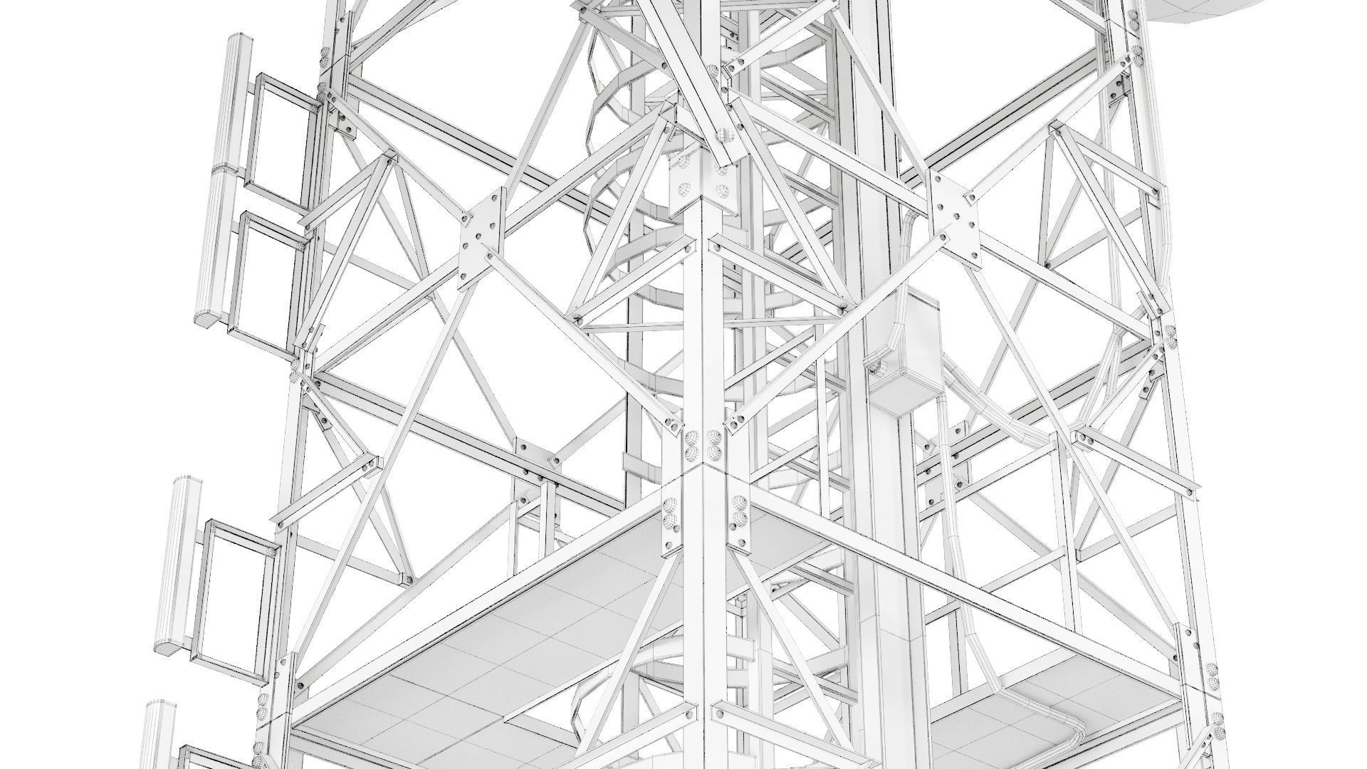 Radio Mast - Antenna Communication Tower  3D model_18