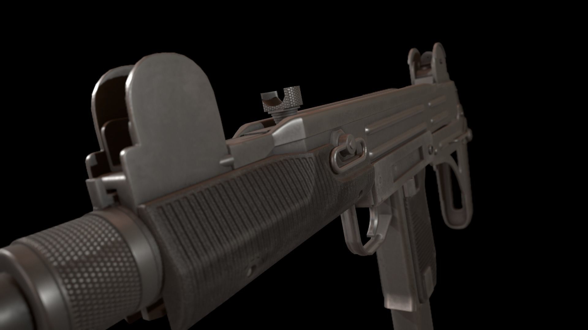  UZI Submachine Gun Low-poly 3D model_8