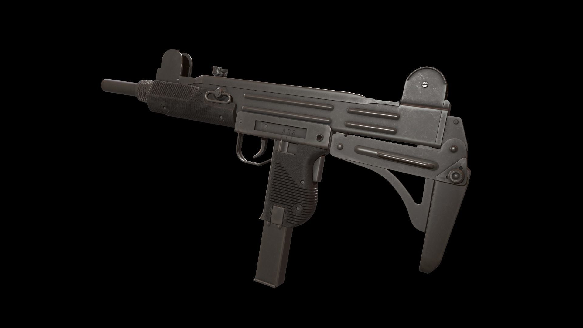  UZI Submachine Gun Low-poly 3D model_3