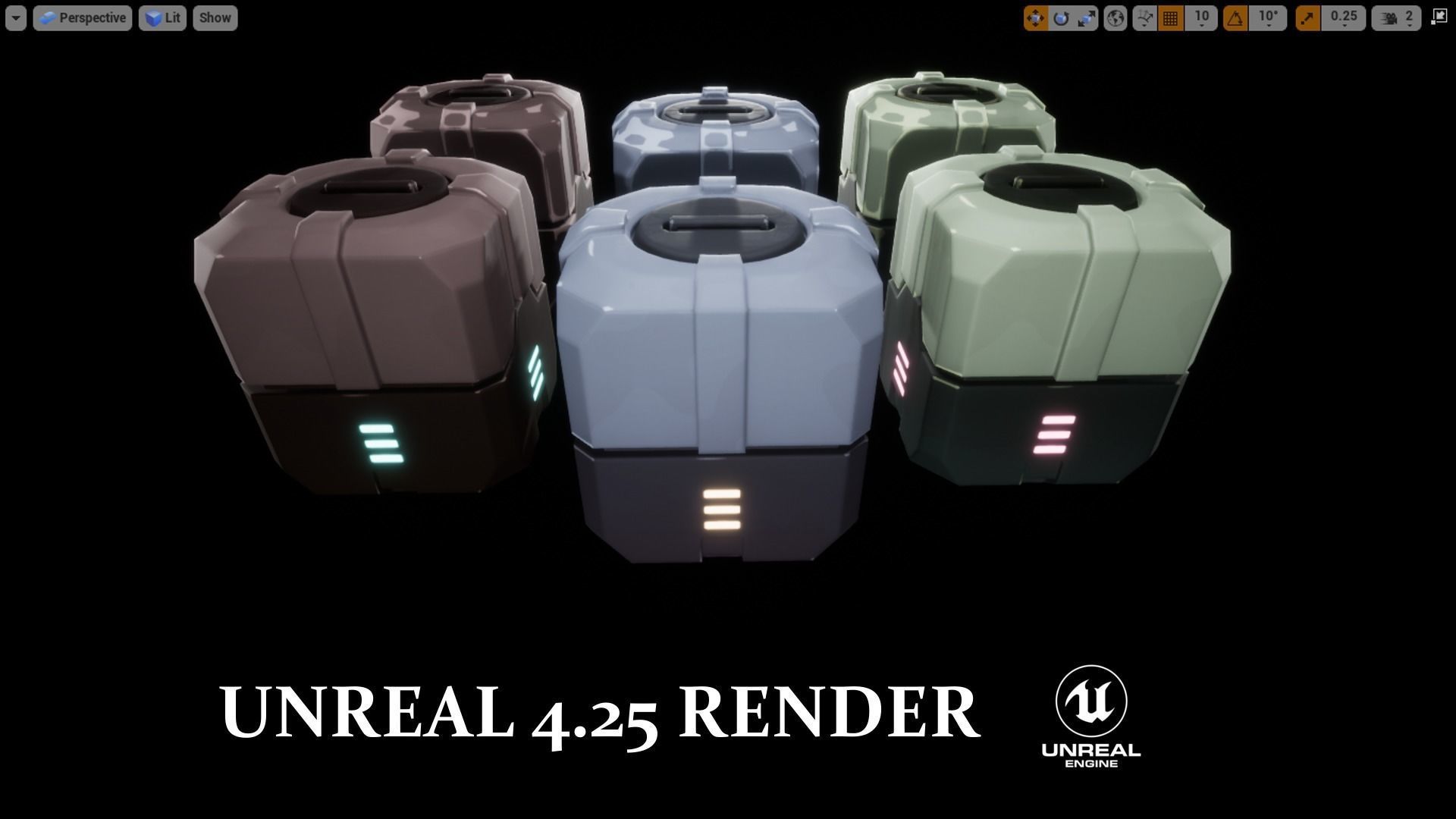 Stylized PBR Sci-Fi Crate Low-poly 3D model_7