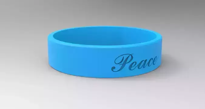 Peace Ring with Hard Rough Plastic Blue material 3D print model