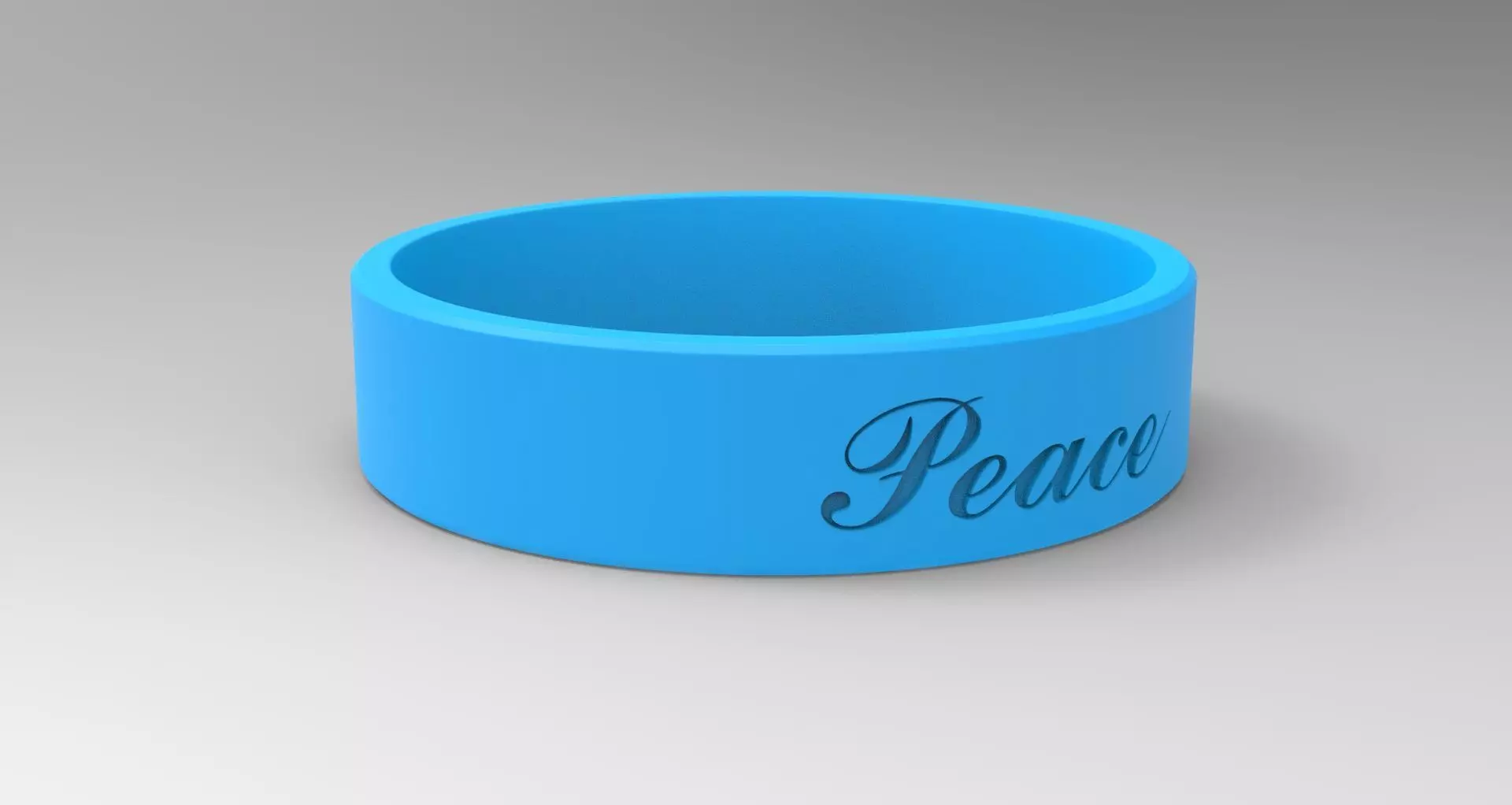 Peace Ring with Hard Rough Plastic Blue material 3D print model_0