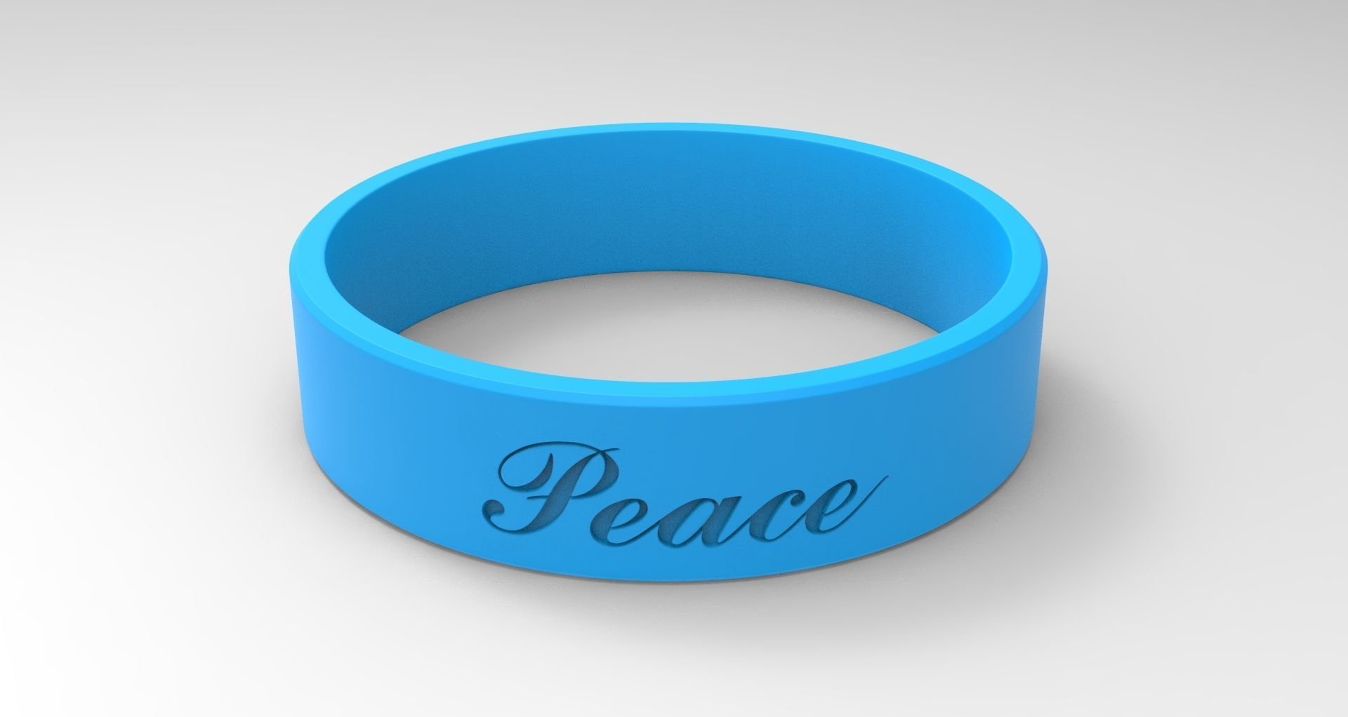 Peace Ring with Hard Rough Plastic Blue material 3D print model_2