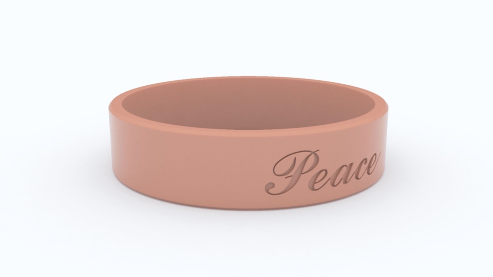 Peace Ring with Hard Rough Plastic Blue material 3D print model_4