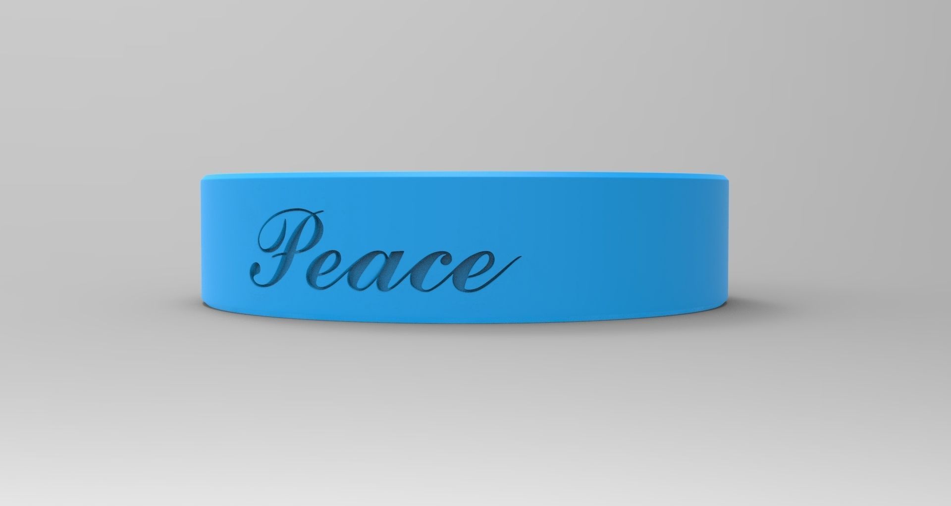 Peace Ring with Hard Rough Plastic Blue material 3D print model_3