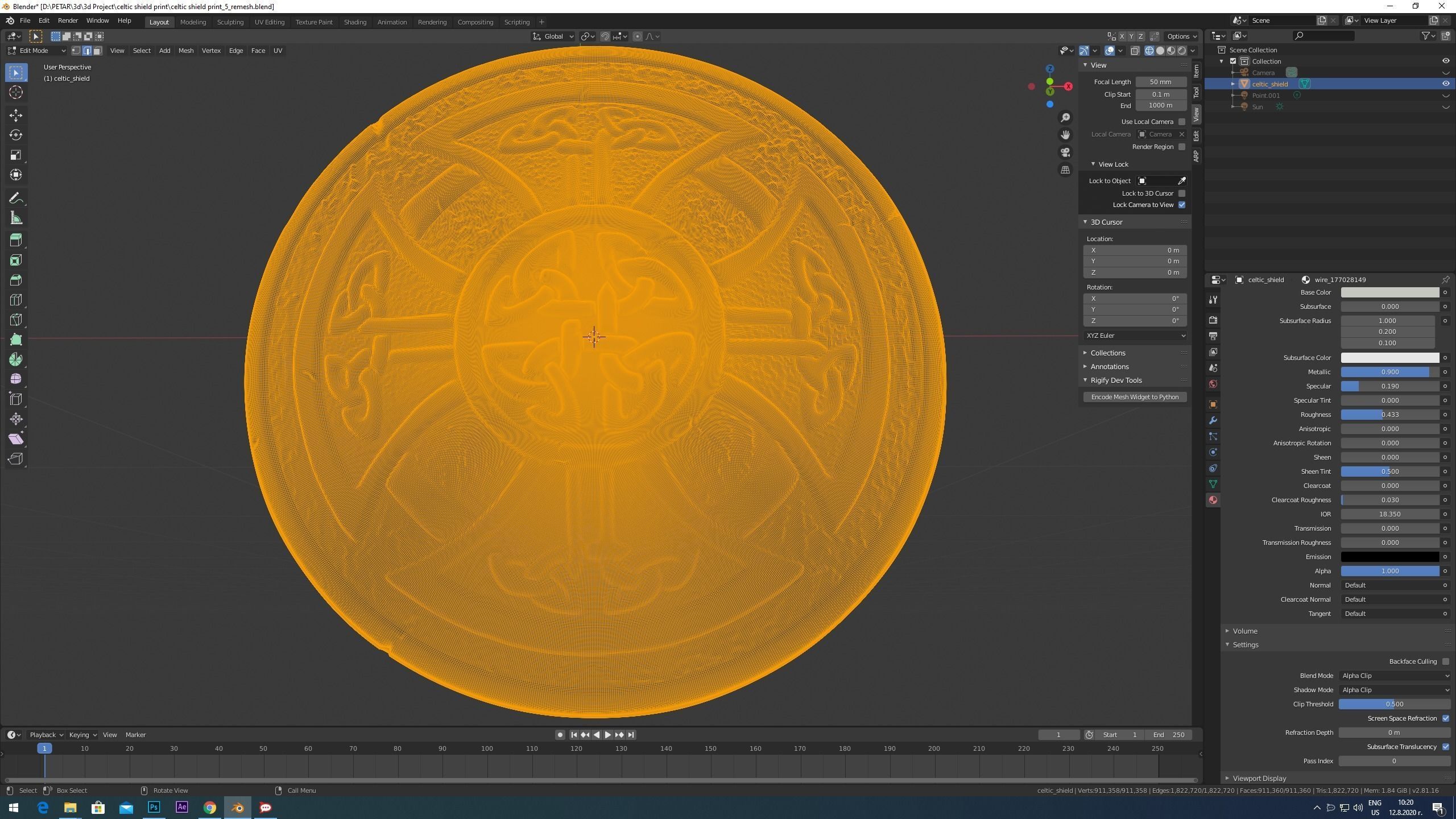 celtic shield 3d print model 3D print model_4