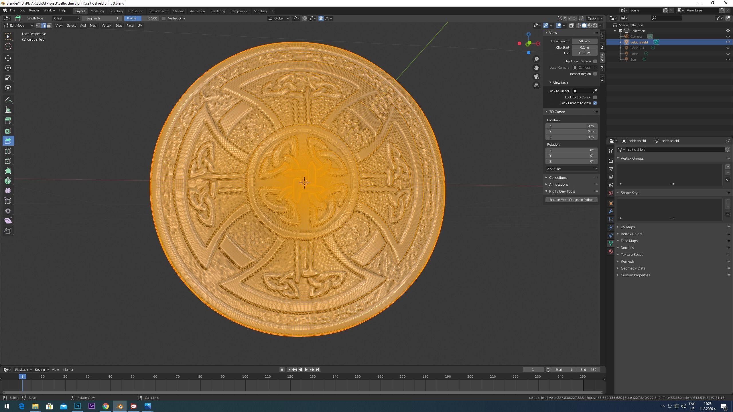 celtic shield 3d print model 3D print model_11