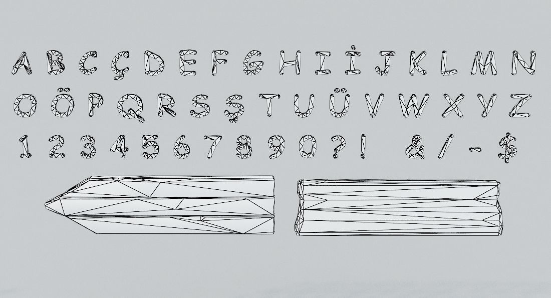 Low Poly Alphabet and Numbers Low-poly 3D model_7