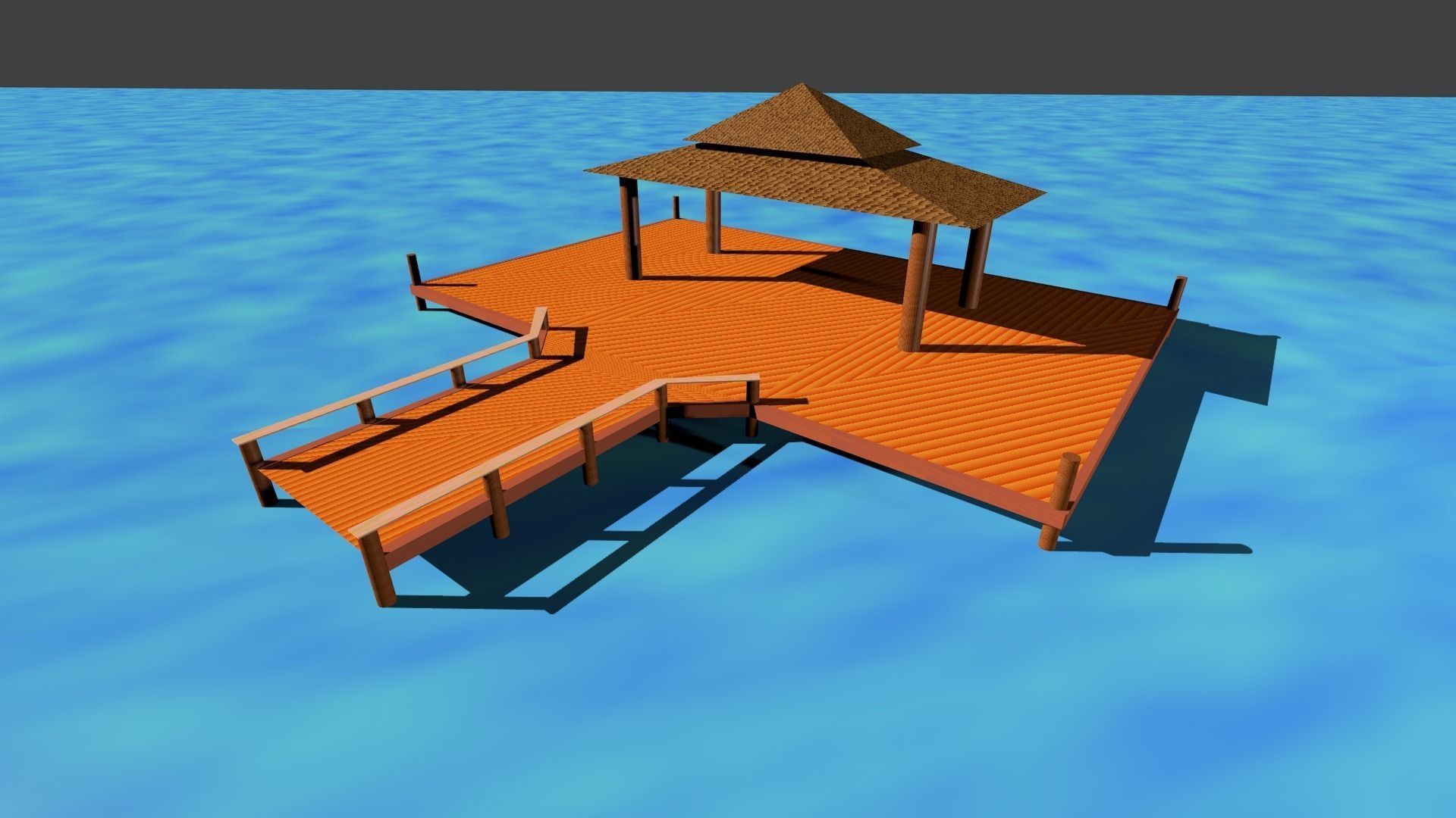Wooden Hut on Water Low-poly 3D model_0