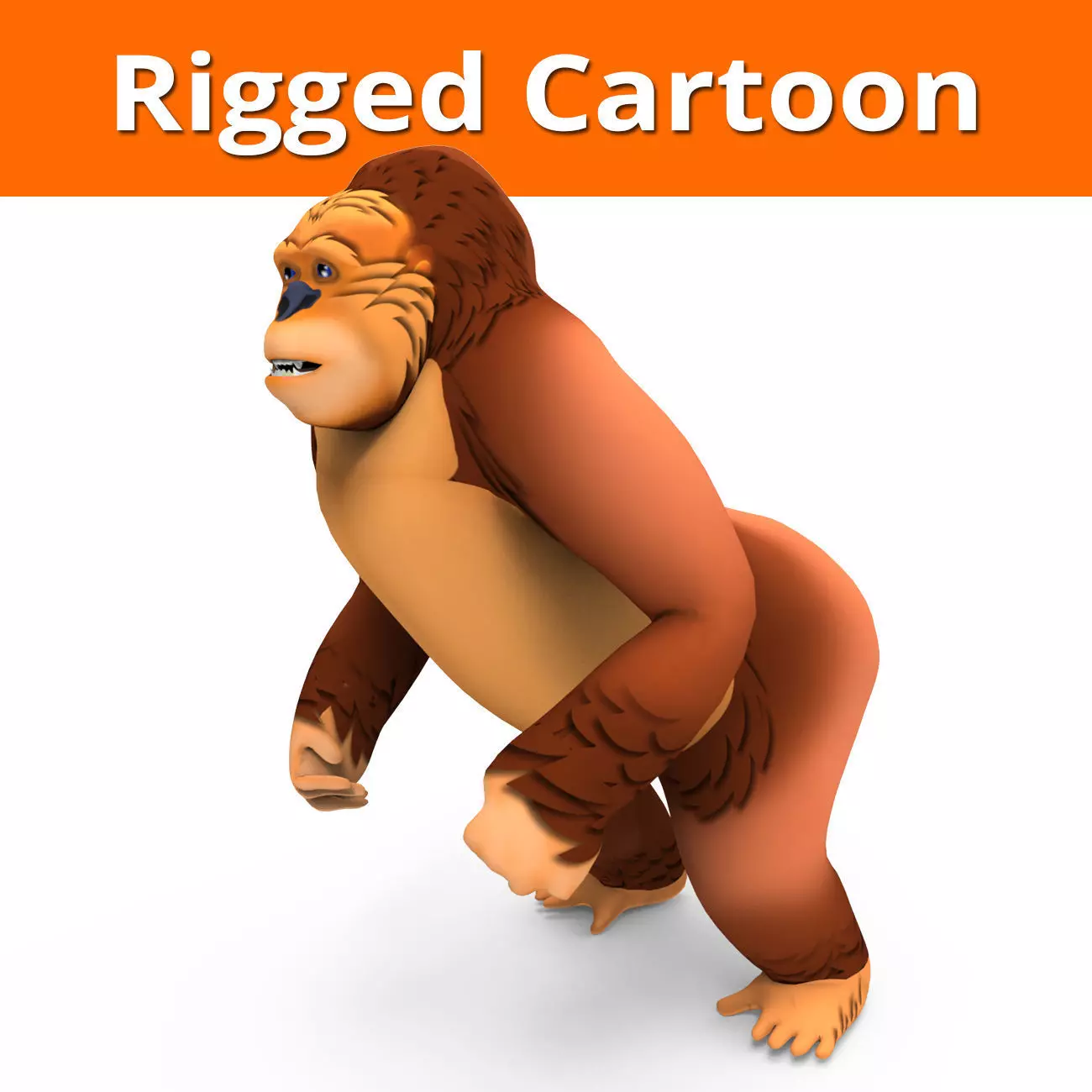 Cartoon gorilla Rigged 3D Model Low-poly 3D model