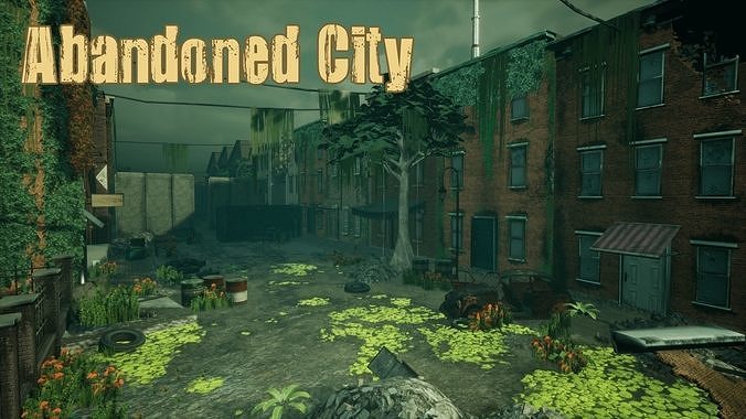 Abandoned City Unreal Low-poly 3D model