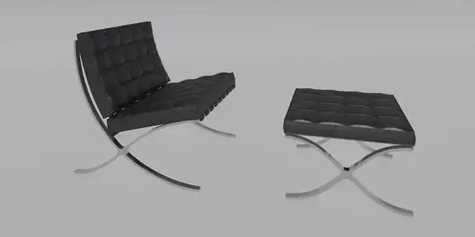 Mies van der Rohe Knoll Barcelona chair and stool