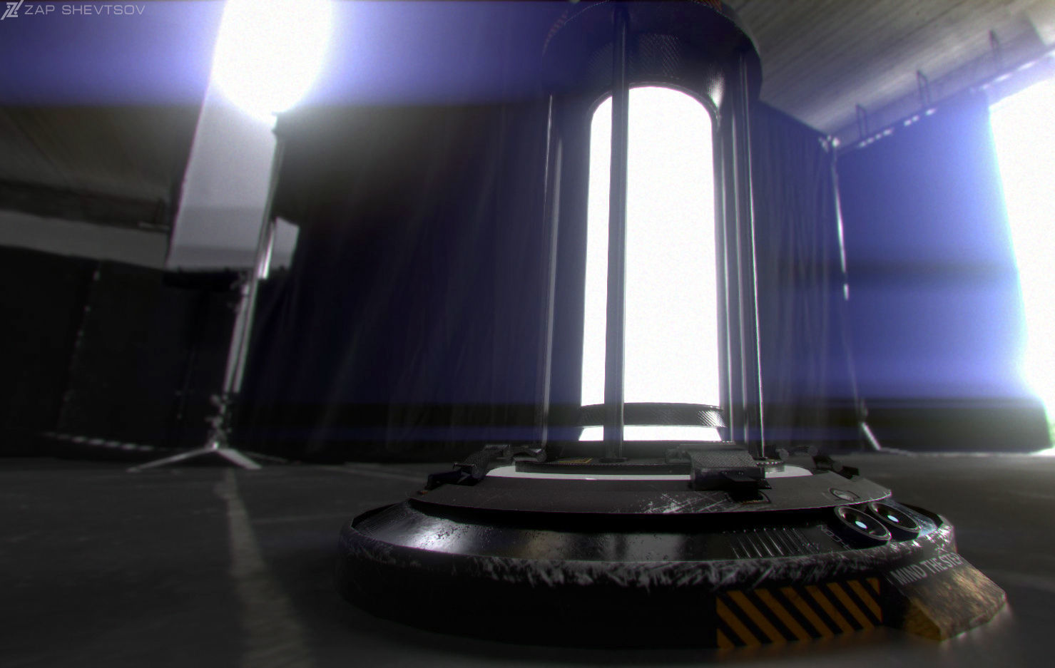 Hi-tech Cyberpunk Sci-Fi Lamp or  Generator Low-poly 3D model_6